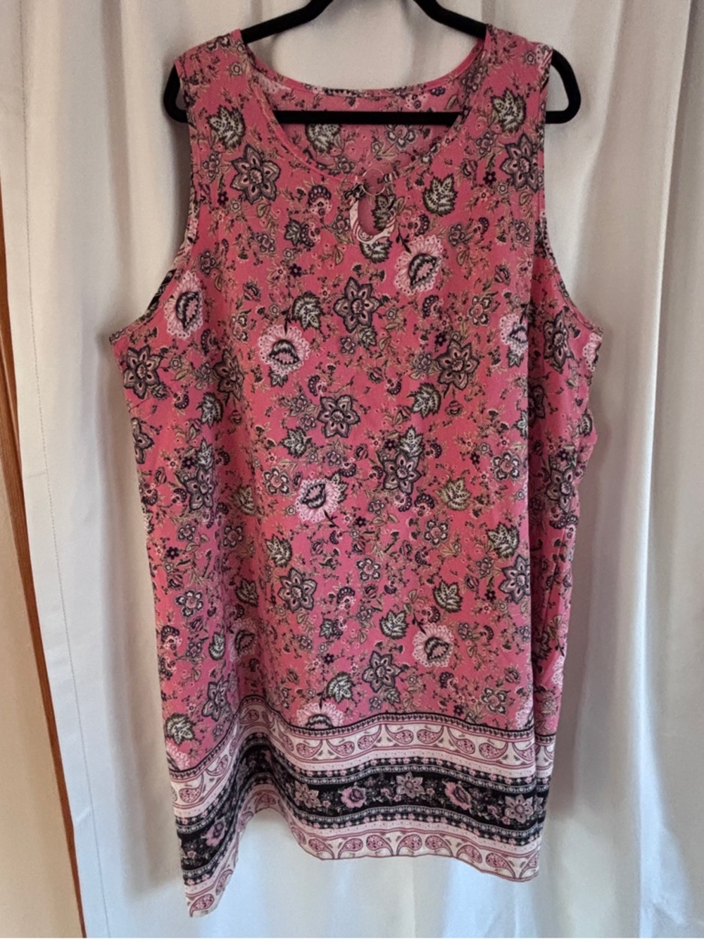 Pink Paisley Floral Border Tank Dress ~ Size 4X Wedding, Party, Grad, Workwear